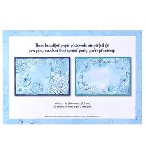 Ocean Shells Themed Paper Placemats Pad of 40 (2 designs)